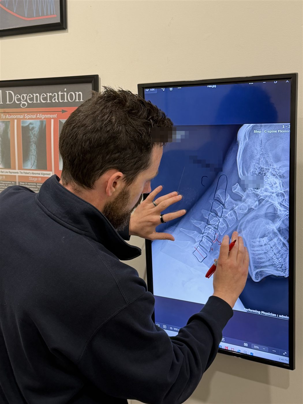 Dr Michael Harney analysing a digital X-ray on screen